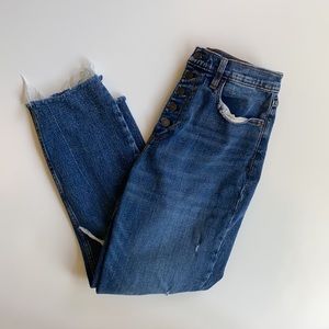 Abercrombie ultra high rise mom jean button front